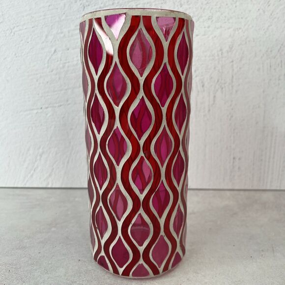 Vintage 1960s Mod Pink Swirl Psychedelic Glass Vase Hippie Boho 8.25"H X‎ 3” W - Picture 1 of 11